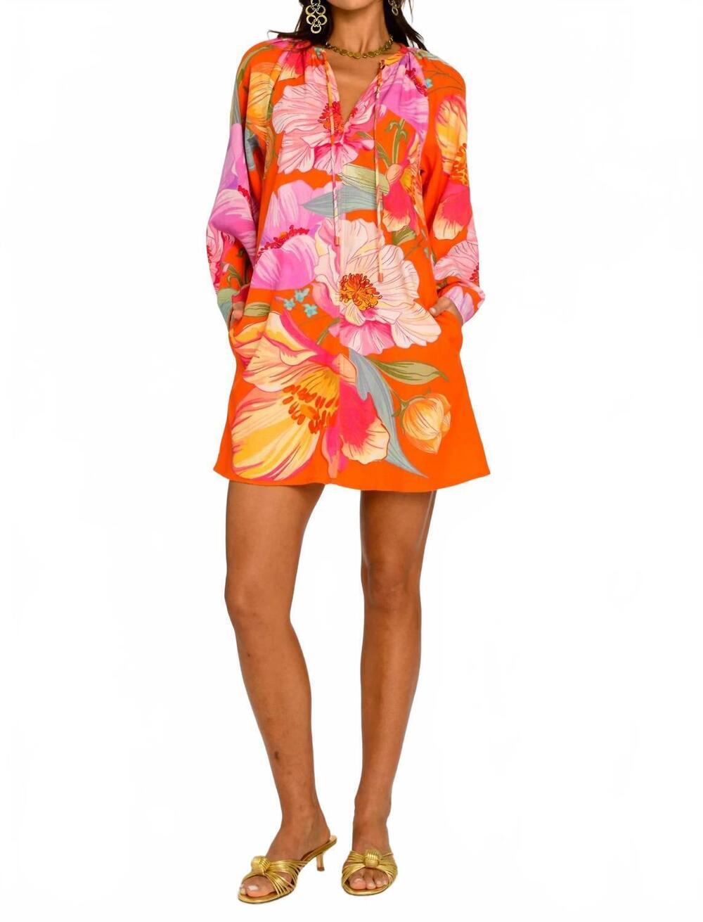 NEW EMILY MCCARTHY chelsea floral mini dress in sunset blooms
